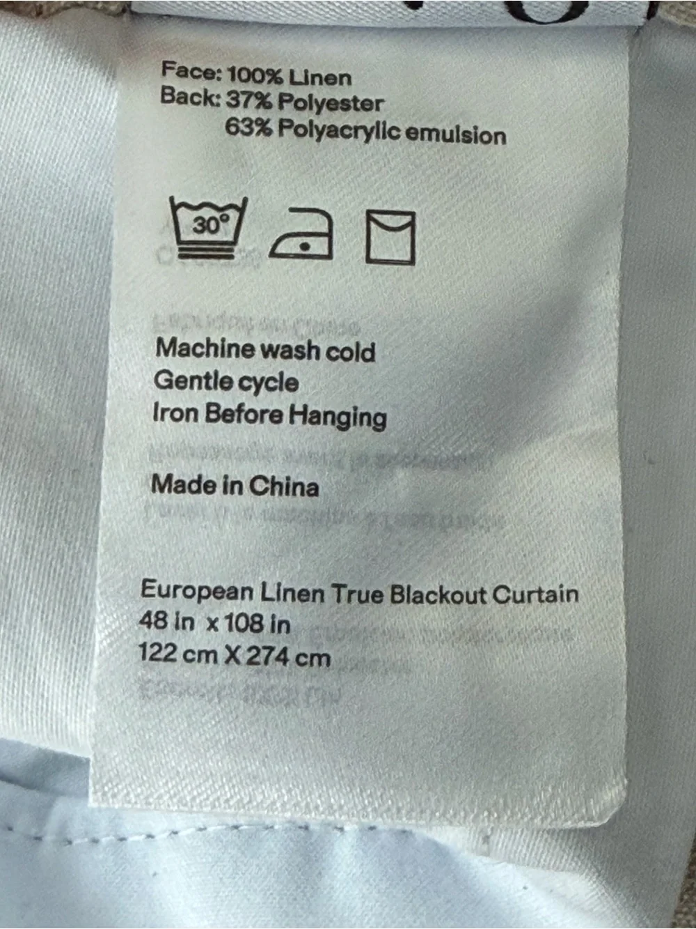 Quince Set of 2 European Linen True Blackout Curtains Flax 48x108 Panels